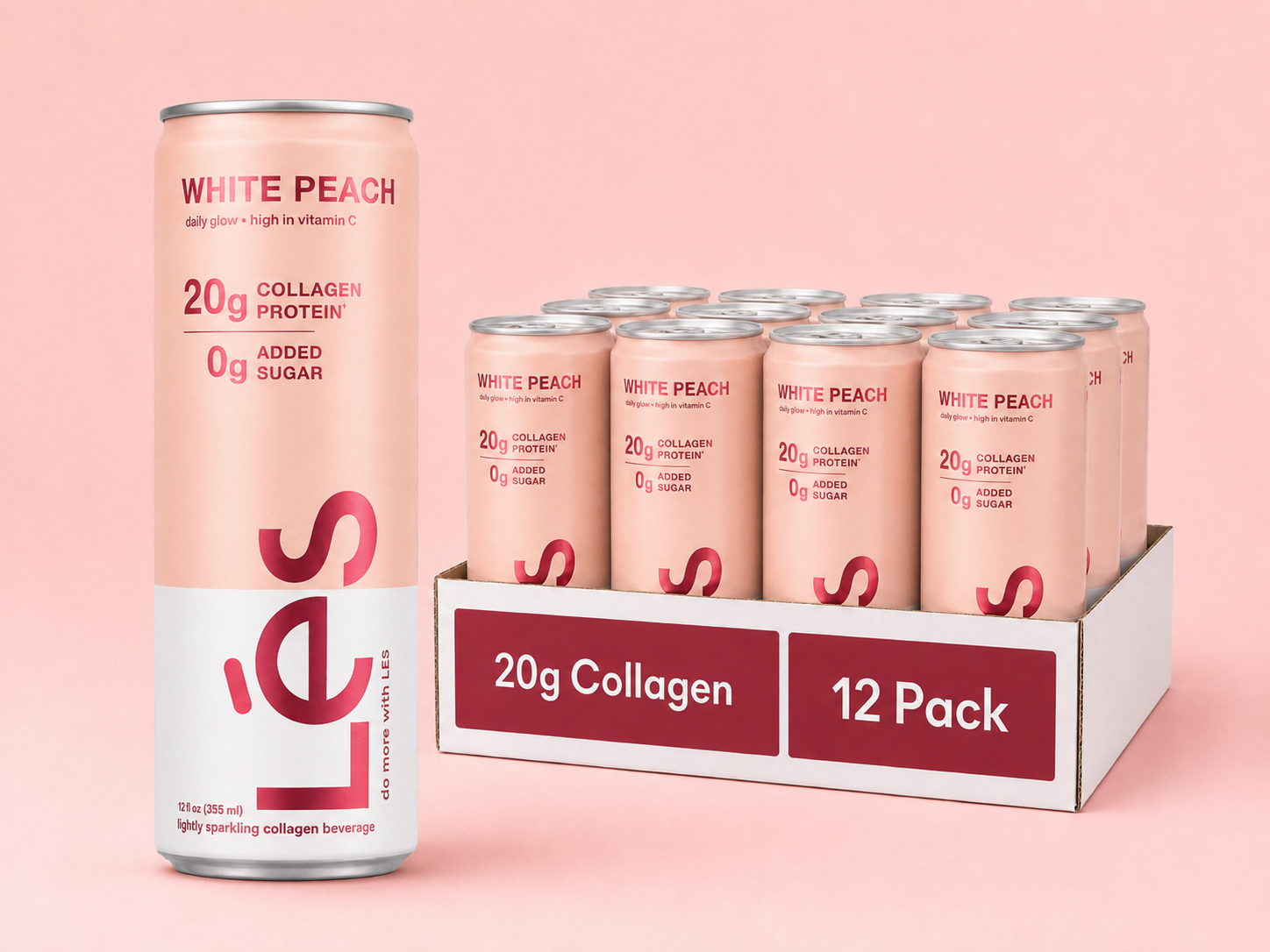 White Peach Sparkling Collagen Protein Drink | LÉS